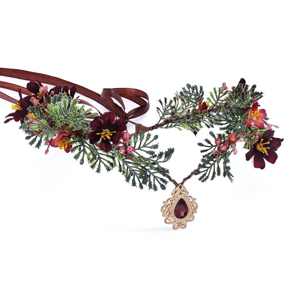 Handmade Elf Flower Crown Woodland Fairy Headpiece Adjustable for Women Girls